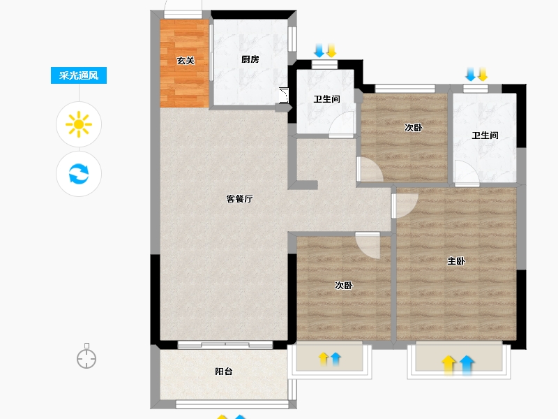 江苏省-南京市-宁滁恒大文化旅游城-80.00-户型库-采光通风