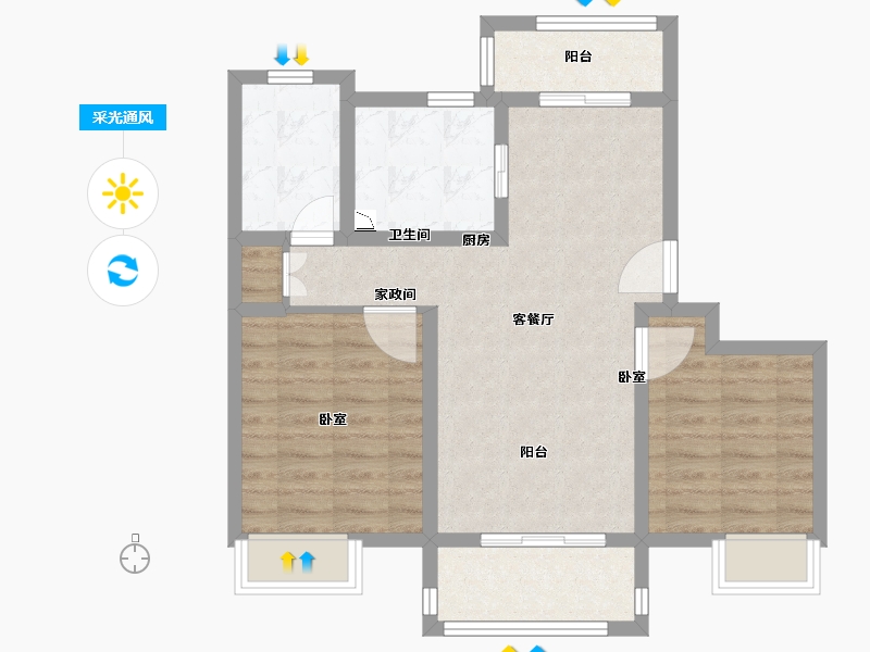 江苏省-南京市-嘉华嘉誉山-70.00-户型库-采光通风