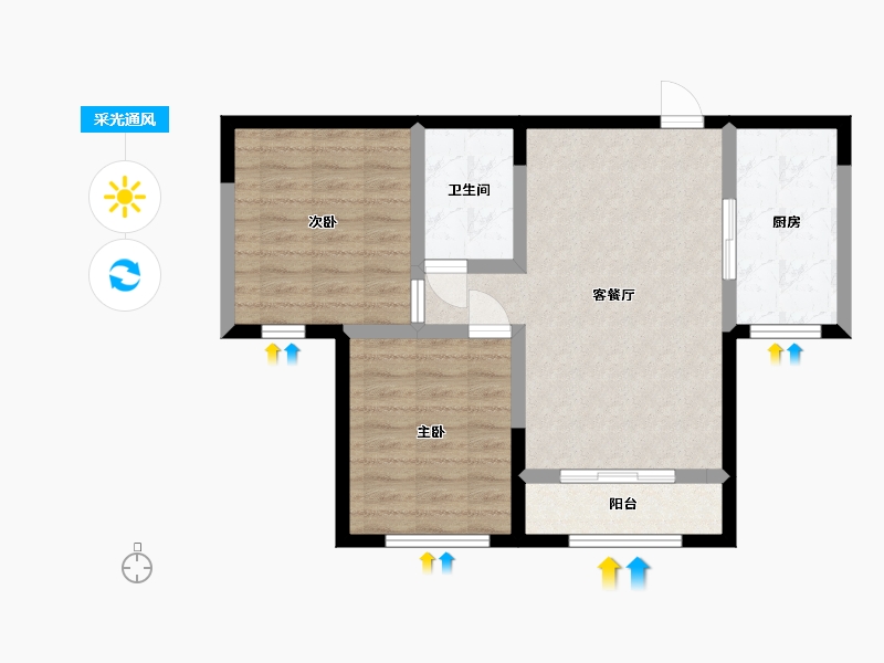 甘肃省-兰州市-康太阳光家园-64.65-户型库-采光通风