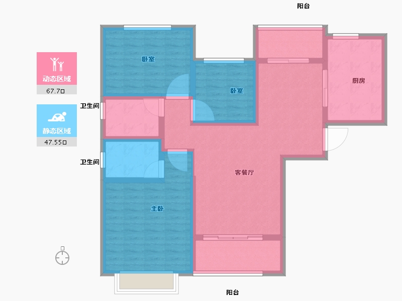 甘肃省-兰州市-恒大绿洲林语郡-102.73-户型库-动静分区