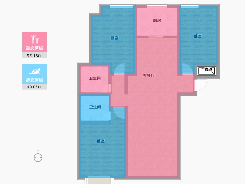 甘肃省-兰州市-普天格兰绿都-93.70-户型库-动静分区