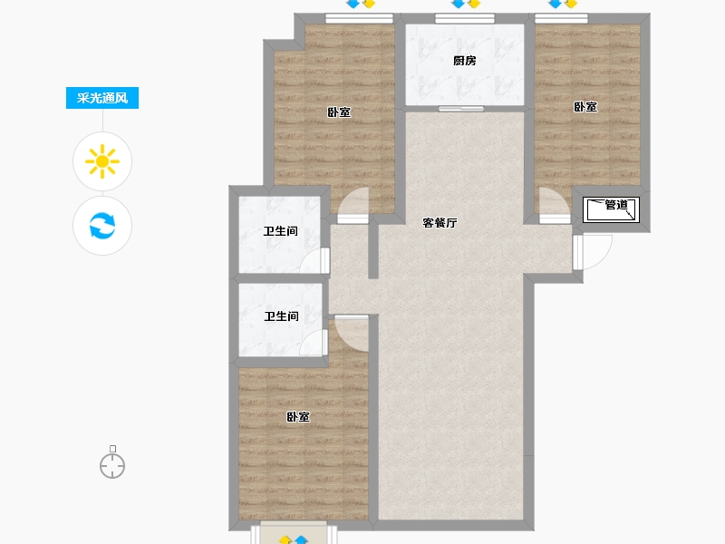 甘肃省-兰州市-普天格兰绿都-93.70-户型库-采光通风