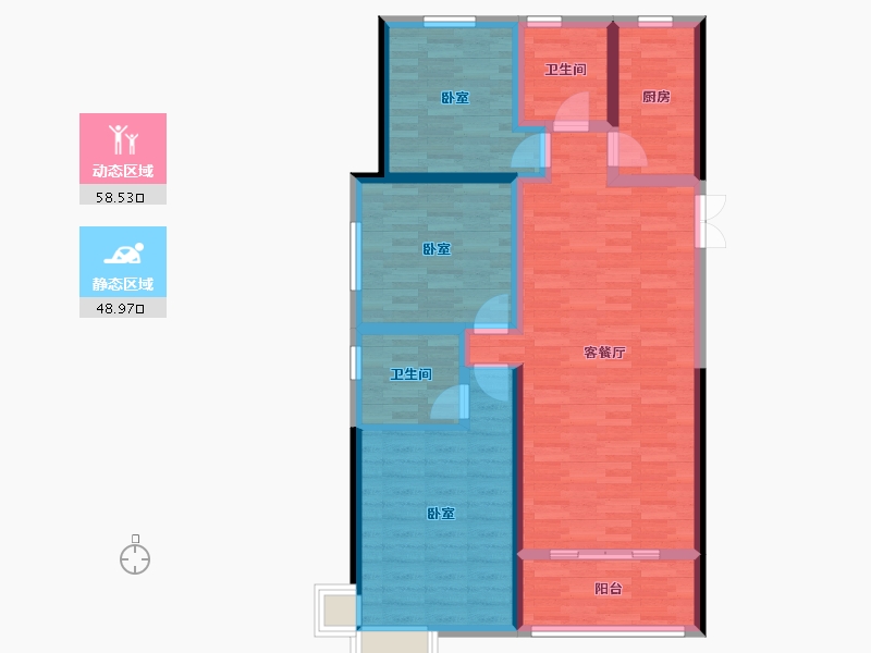 甘肃省-兰州市-城乡居壹号苑-95.89-户型库-动静分区