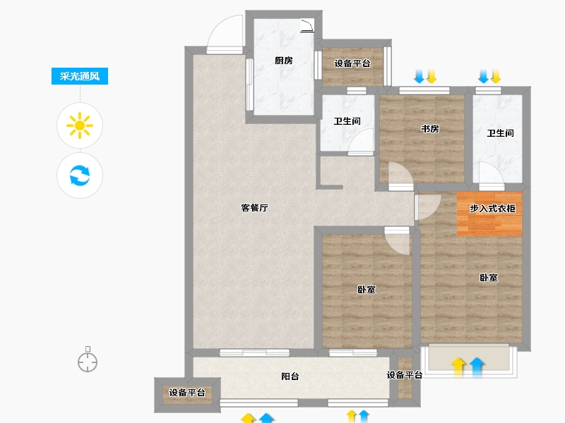 江苏省-徐州市-新城玖珑湖-94.00-户型库-采光通风