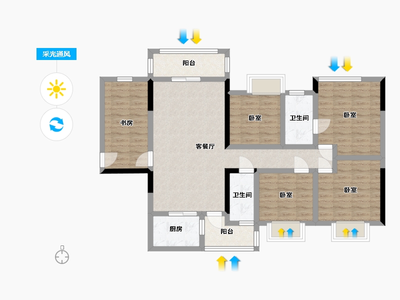 广西壮族自治区-玉林市-广恒中央城-97.91-户型库-采光通风