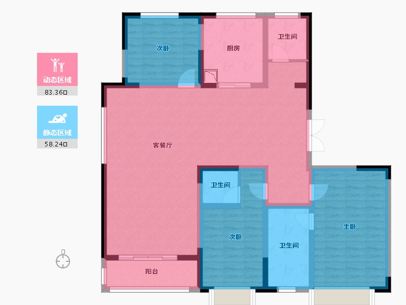 陕西省-榆林市-德通·新时代-127.09-户型库-动静分区