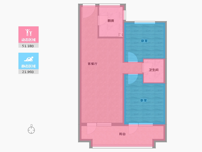 辽宁省-葫芦岛市-恒泰·时间海-64.91-户型库-动静分区