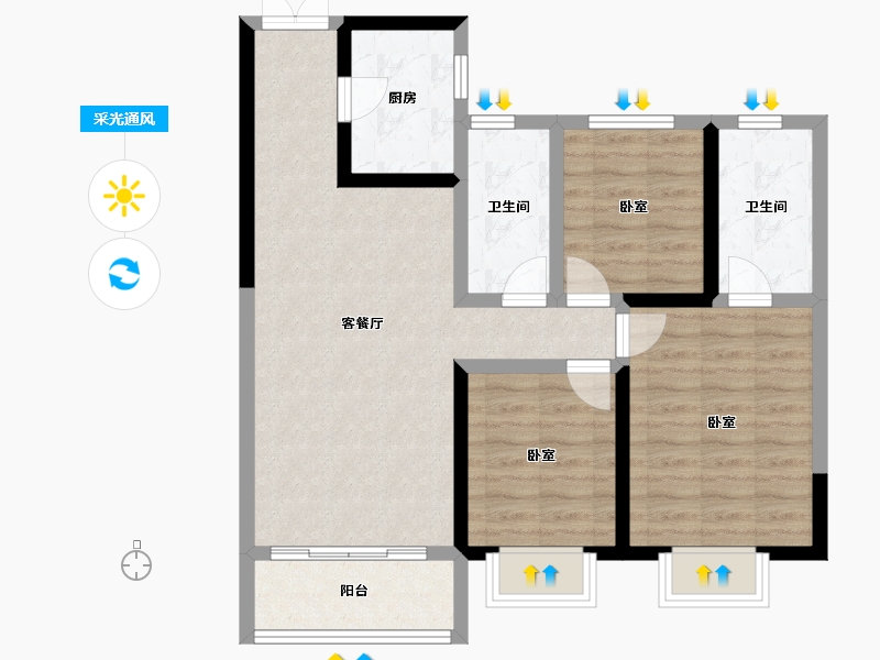 甘肃省-兰州市-城乡居壹号苑-81.20-户型库-采光通风