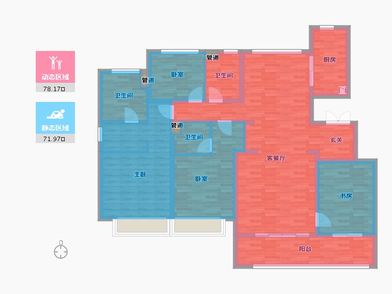 陕西省-西安市-融创观唐宸院-134.95-户型库-动静分区