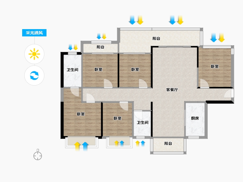 广西壮族自治区-玉林市-金科集美天樾-123.44-户型库-采光通风