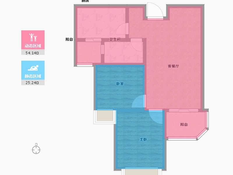 甘肃省-兰州市-恒大绿洲林语郡-70.43-户型库-动静分区