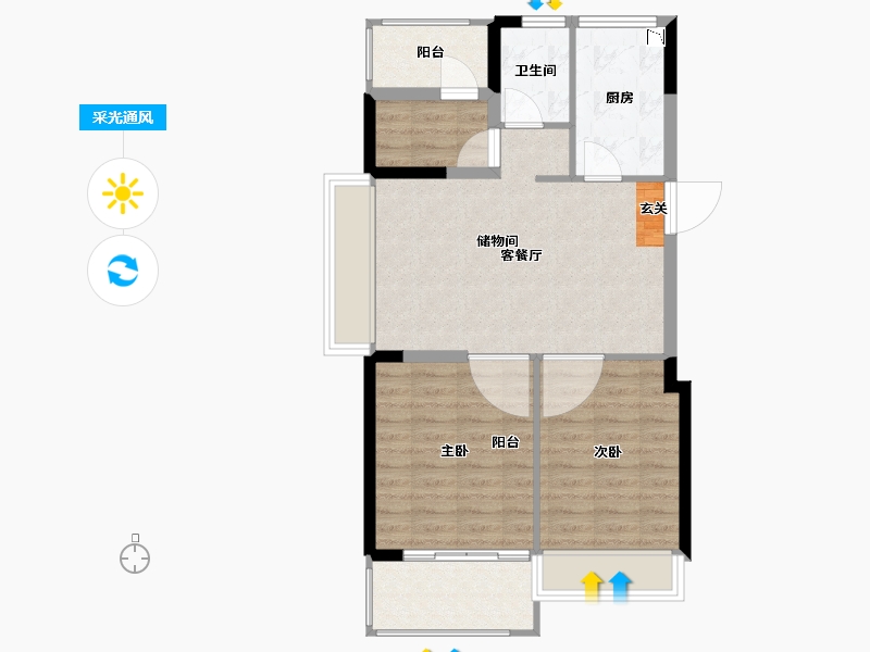 江苏省-南京市-誉峰苑-71.46-户型库-采光通风