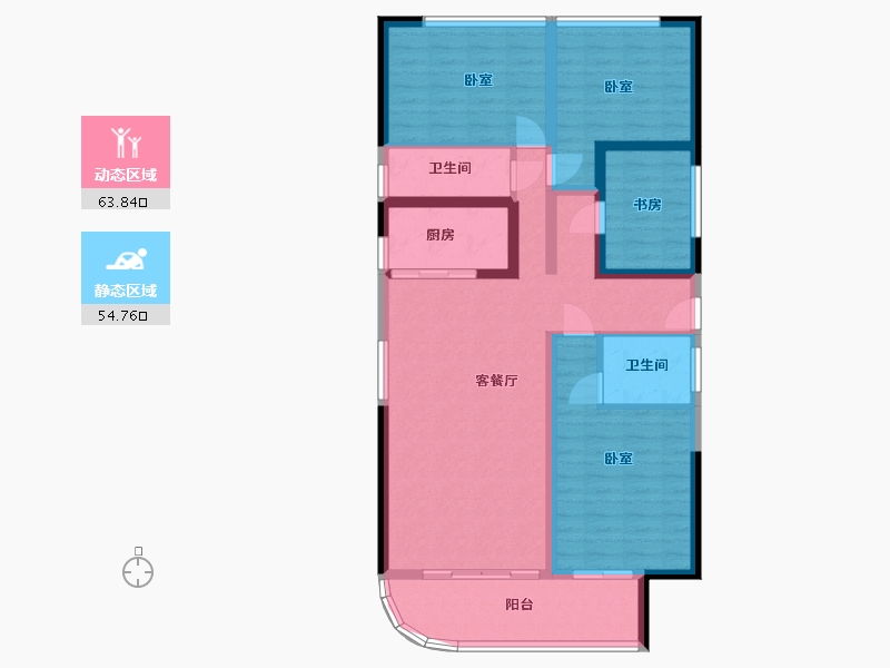 广西壮族自治区-玉林市-中鼎绿城中心-105.90-户型库-动静分区