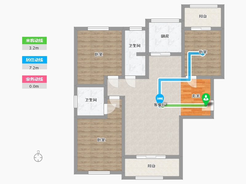 陕西省-西安市-清渭公馆-100.76-户型库-动静线