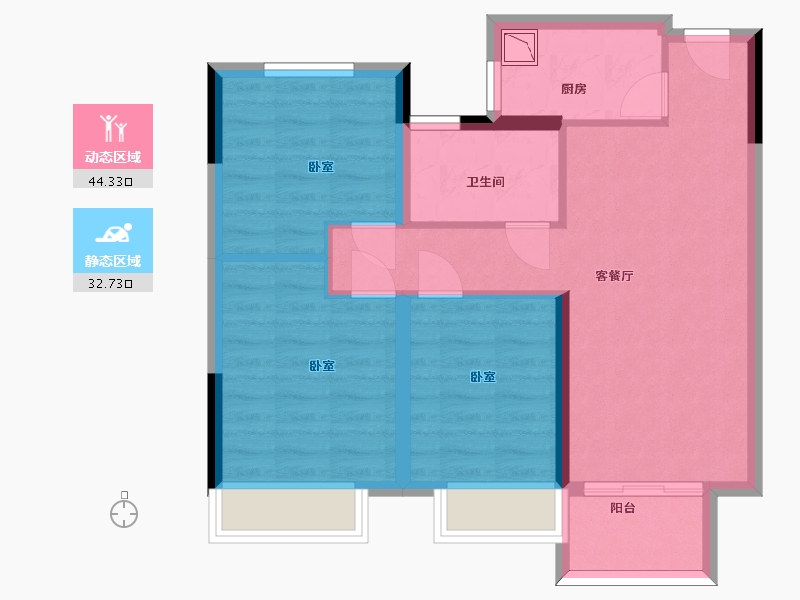 江苏省-苏州市-兴学花苑-68.25-户型库-动静分区