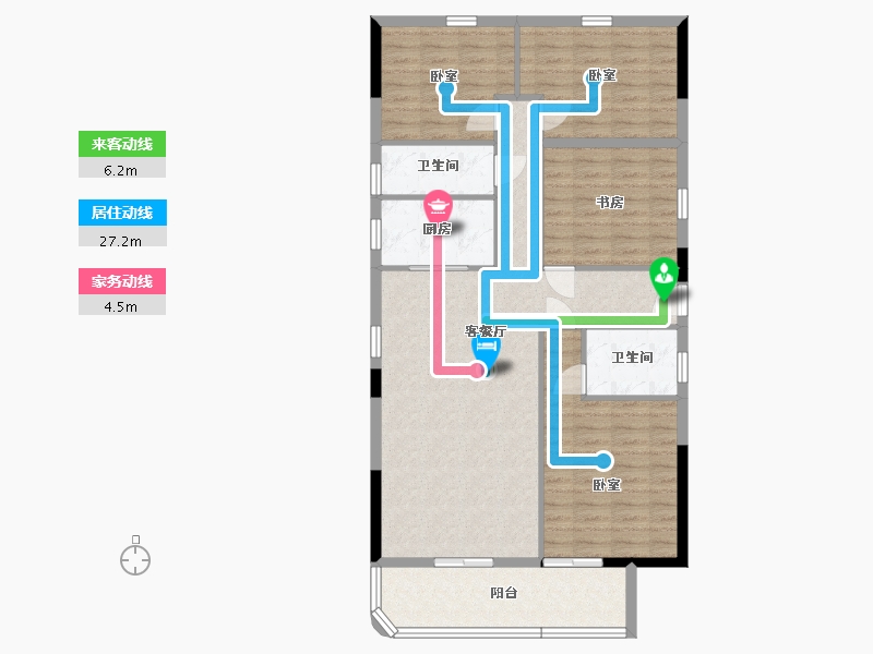 广西壮族自治区-玉林市-中鼎绿城中心-108.63-户型库-动静线