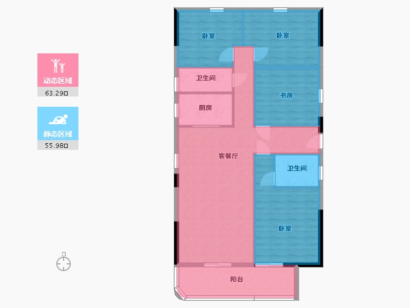 广西壮族自治区-玉林市-中鼎绿城中心-108.63-户型库-动静分区