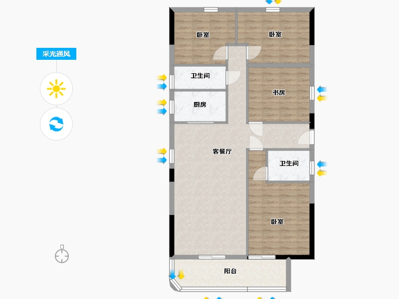 广西壮族自治区-玉林市-中鼎绿城中心-108.63-户型库-采光通风