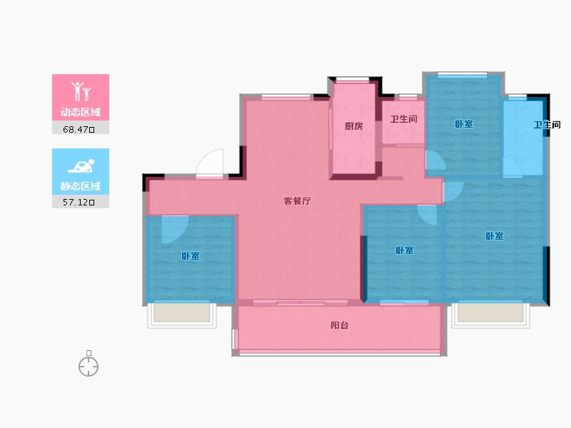 江苏省-常州市-碧桂园翡丽都会-114.00-户型库-动静分区