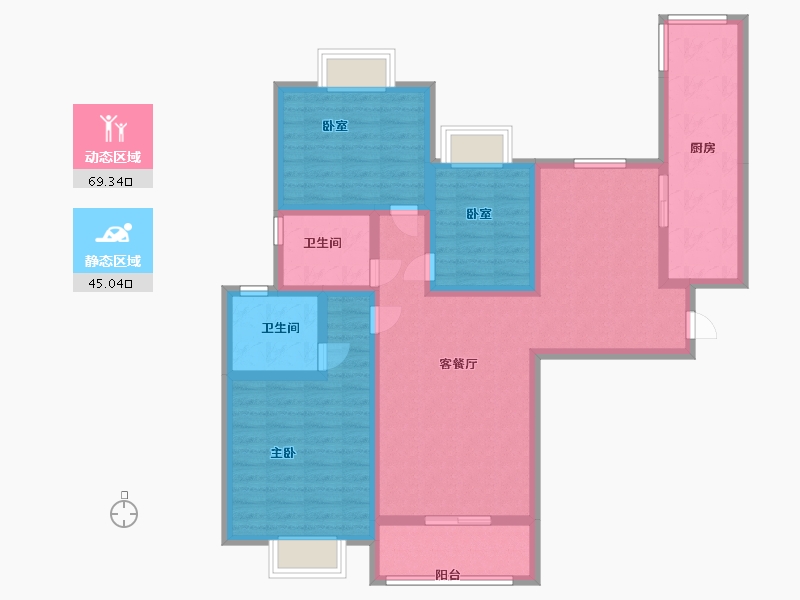 甘肃省-兰州市-恒大绿洲林语郡-100.78-户型库-动静分区