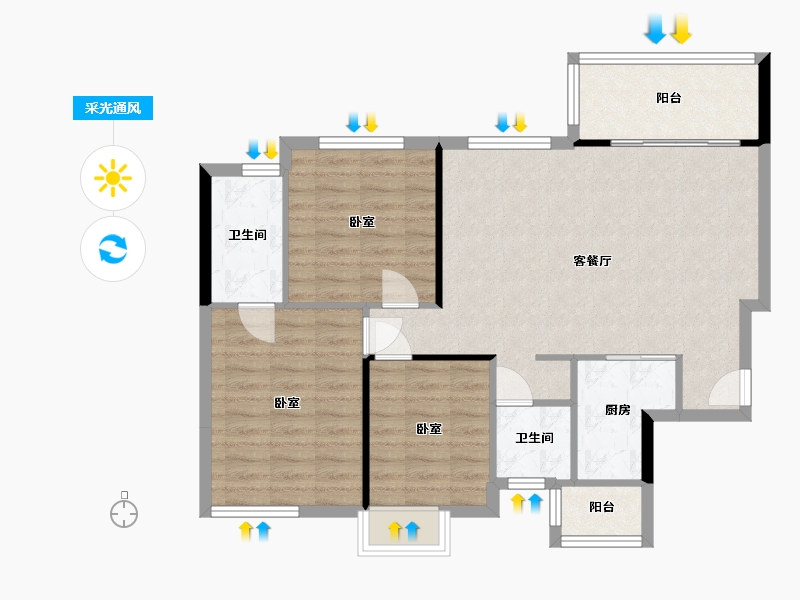 四川省-德阳市-正成南庭-86.48-户型库-采光通风