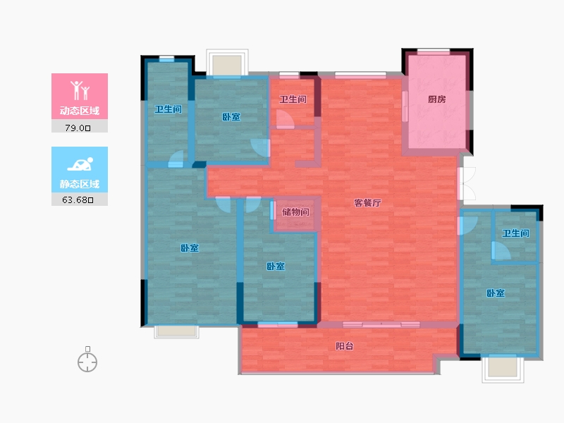 安徽省-宿州市-宿州天元府-128.00-户型库-动静分区