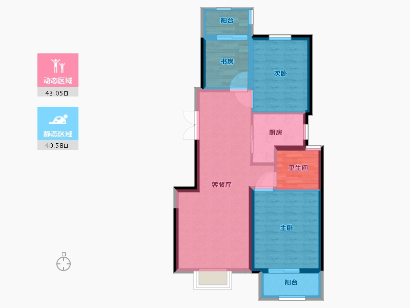 陕西省-西安市-富力白鹭湾-75.00-户型库-动静分区