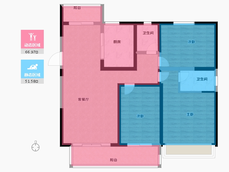 江苏省-南京市-碧桂园凤凰城-106.00-户型库-动静分区