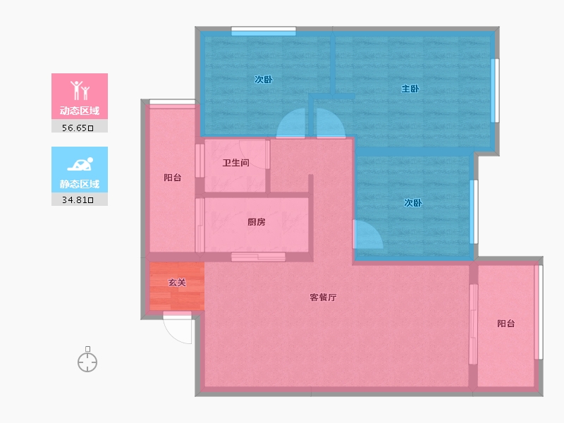 云南省-昆明市-恒泰滇池名门-81.77-户型库-动静分区