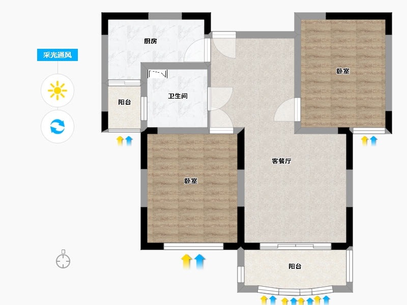 江西省-抚州市-汇丰·瀚林苑-76.90-户型库-采光通风