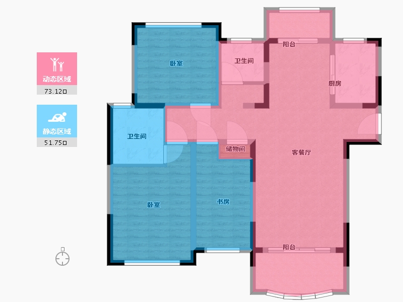 江西省-抚州市-汇丰·瀚林苑-111.78-户型库-动静分区