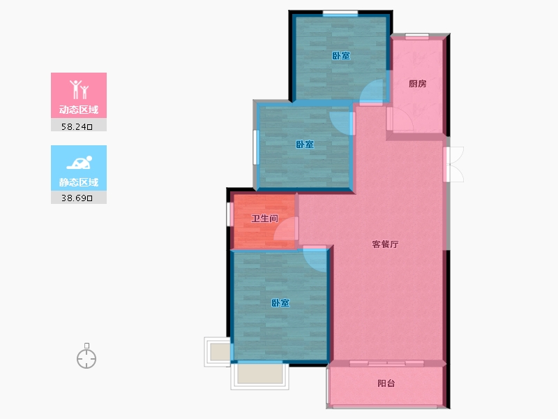 甘肃省-兰州市-城乡居壹号苑-87.39-户型库-动静分区