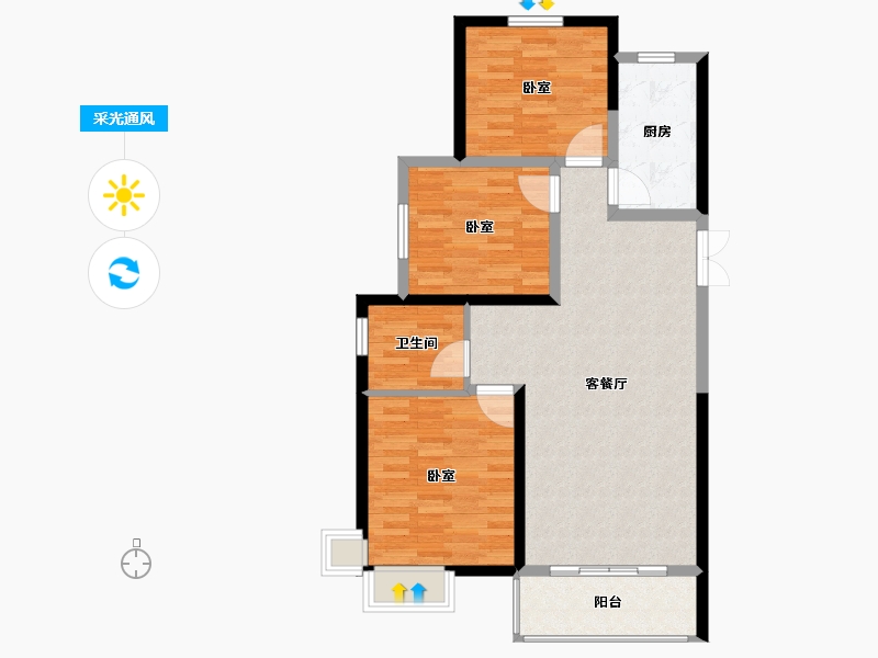 甘肃省-兰州市-城乡居壹号苑-87.39-户型库-采光通风