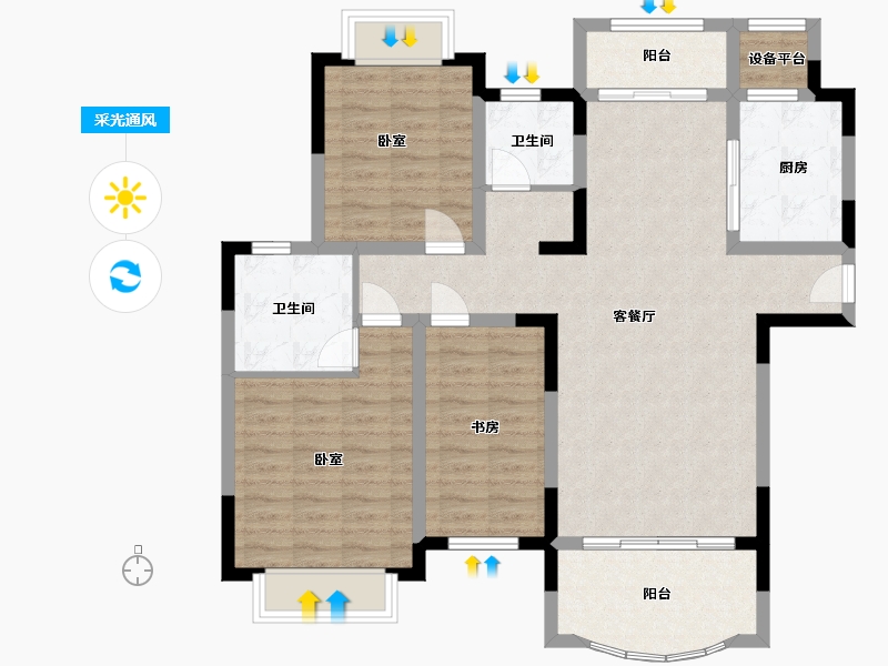 江西省-抚州市-汇丰·瀚林苑-100.41-户型库-采光通风