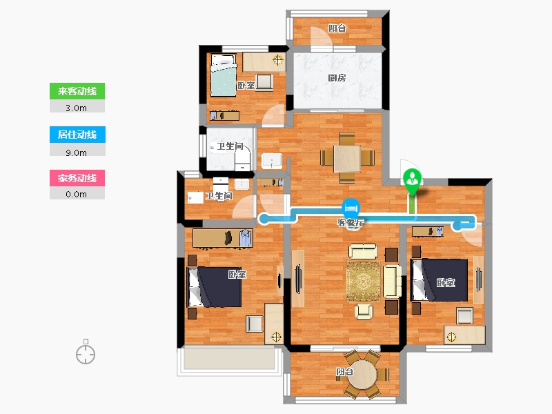 陕西省-西安市-碧桂园锦唐-92.50-户型库-动静线