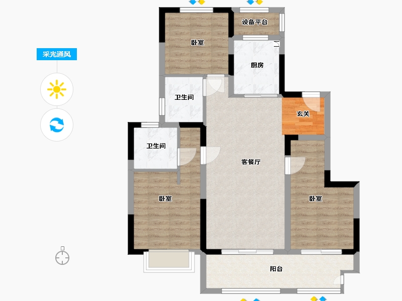 江苏省-常州市-新城华宇悦隽公馆-90.02-户型库-采光通风