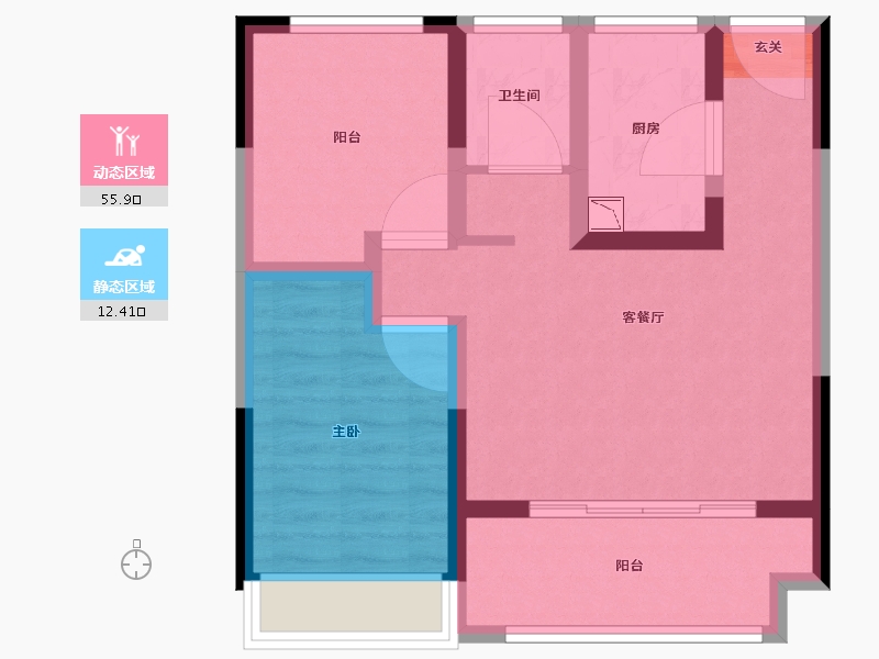 江苏省-南京市-明发北站中心-59.84-户型库-动静分区