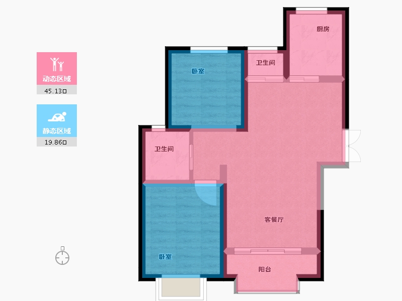 甘肃省-兰州市-四和恒景苑-57.46-户型库-动静分区