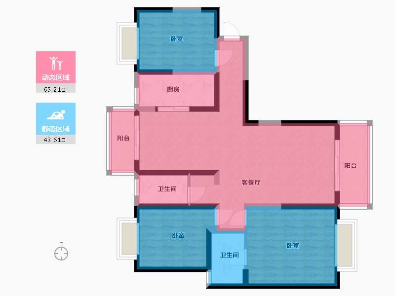 云南省-西双版纳傣族自治州-沙河小镇-96.23-户型库-动静分区