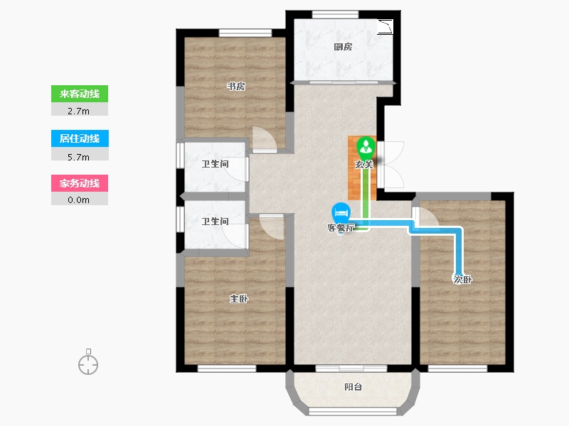 陕西省-西安市-幸福里-88.71-户型库-动静线