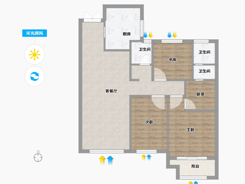 江苏省-徐州市-恒华-长安府-84.09-户型库-采光通风