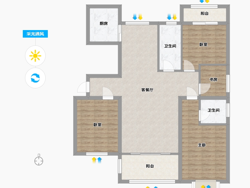 江西省-抚州市-荣安才子府-102.36-户型库-采光通风