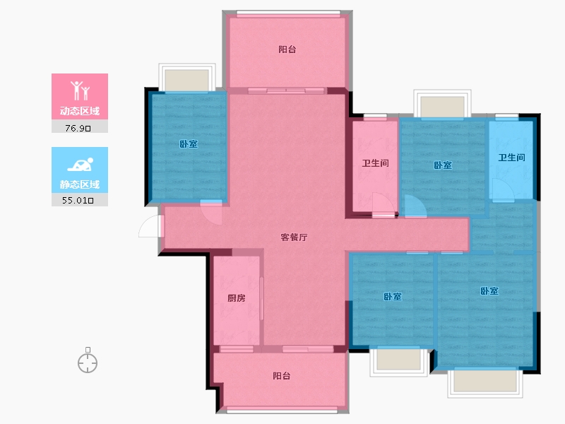 广西壮族自治区-玉林市-万昌东方巴黎湖岸-119.27-户型库-动静分区