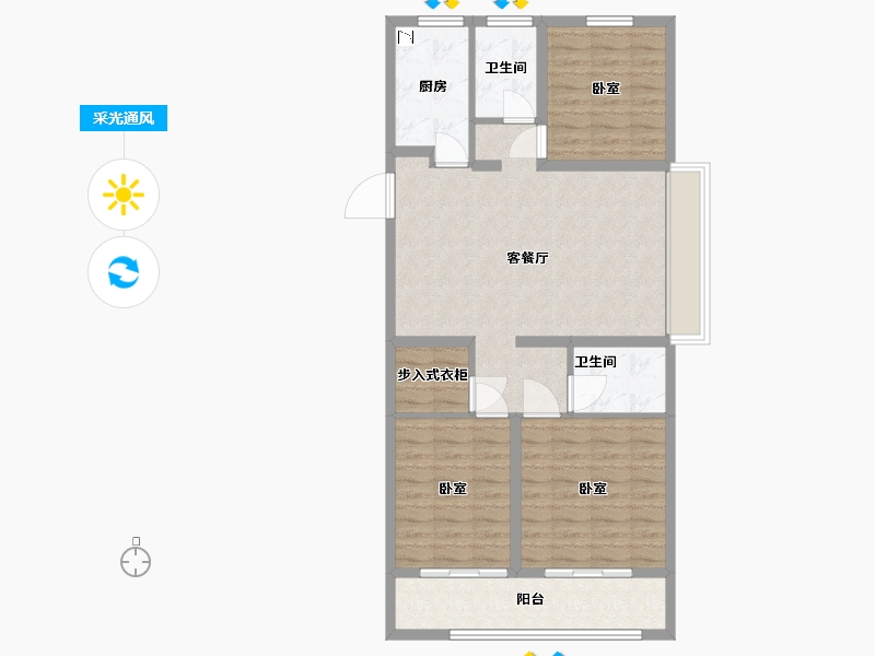 安徽省-宿州市-香格里拉未来家-93.77-户型库-采光通风