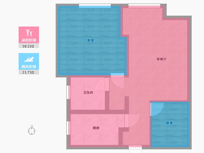 江苏省-无锡市-东亭蓝郡-52.66-户型库-动静分区