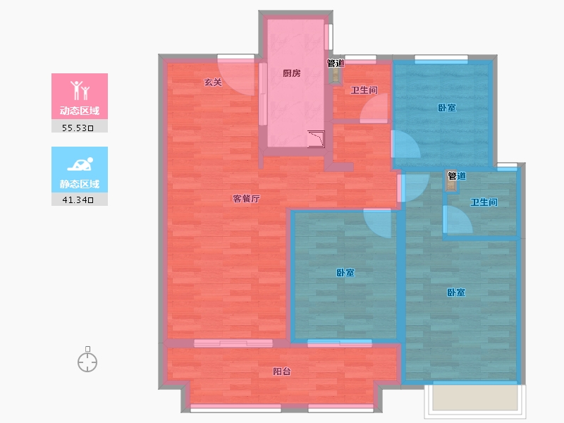 江苏省-南京市-泰禾金尊府-86.57-户型库-动静分区