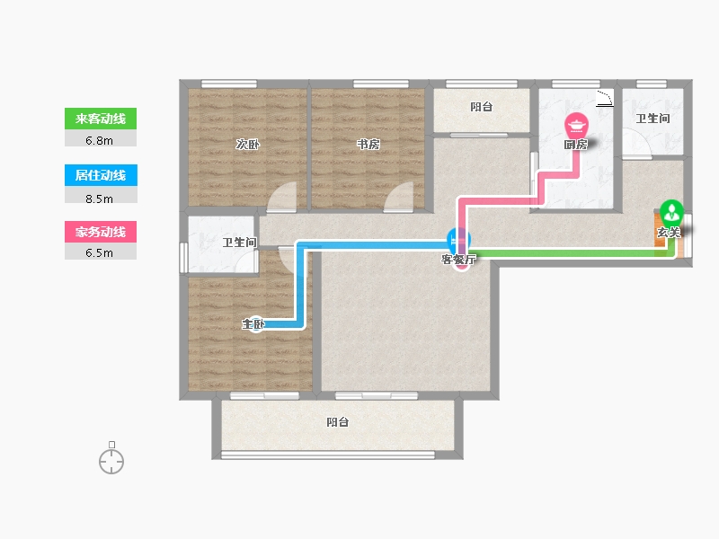 陕西省-宝鸡市-滨河新城-108.00-户型库-动静线