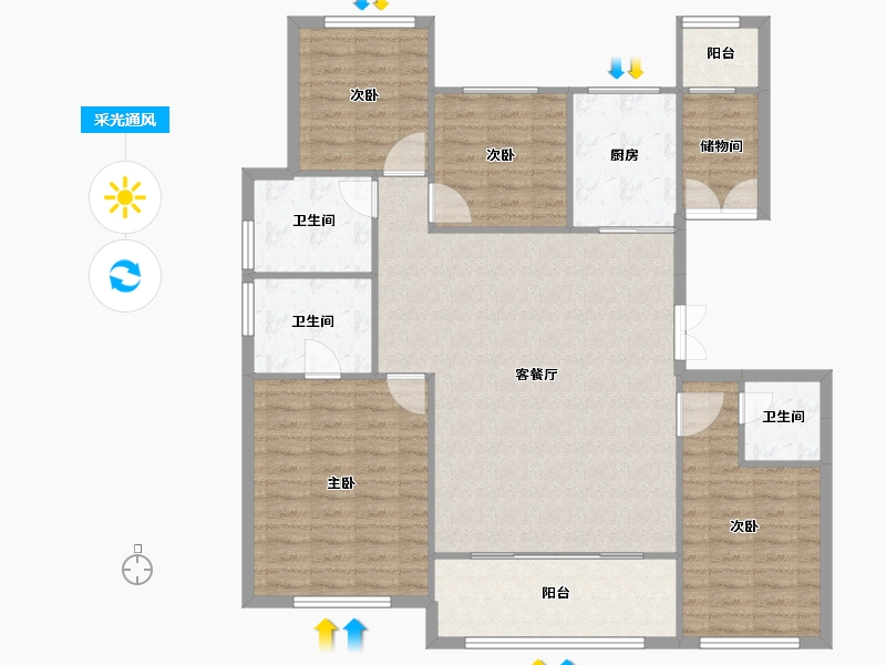 江苏省-徐州市-恒华-长安府-128.02-户型库-采光通风