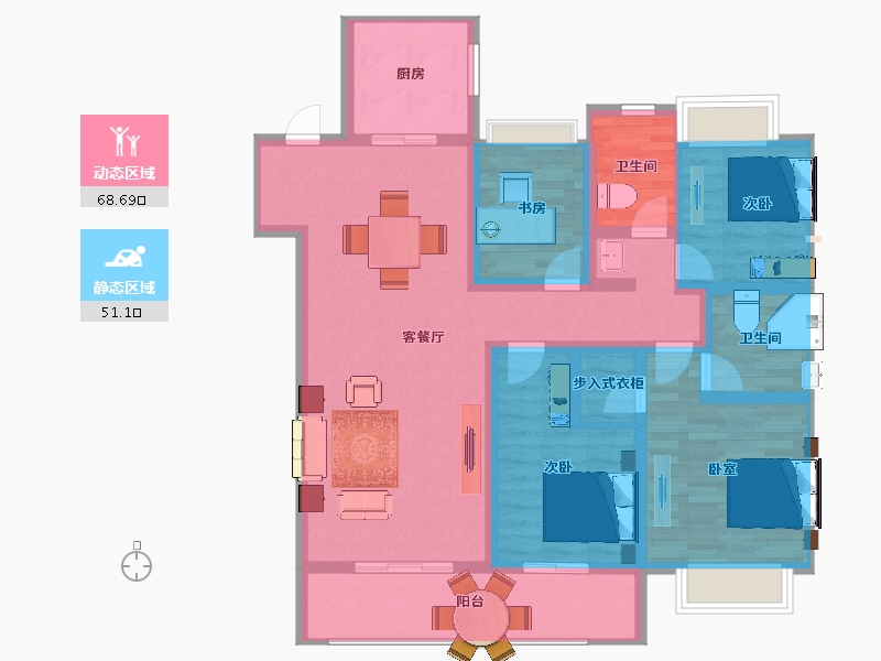 江苏省-南京市-玄武映-107.00-户型库-动静分区