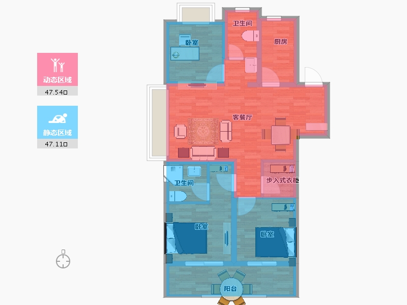 江苏省-南京市-玄武映-84.30-户型库-动静分区